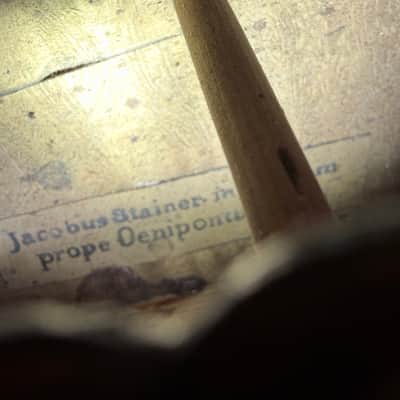 Antique Jacobus Stainer-Style Full-Size Violin – 1635 Label, Bow & Case Antique Jacobus Stainer-Style Full-Size Violin – 1635 Label, Bow & Case Unknown  - warm amber-brown finish, attractive figured maple back and sides image 19