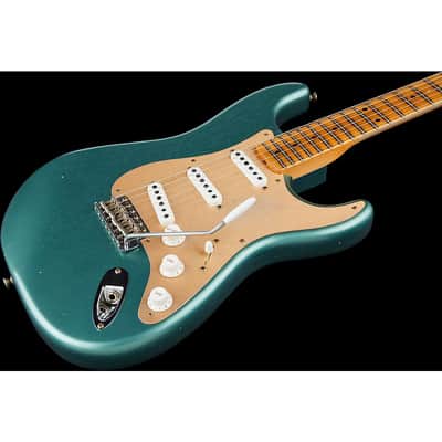 Fender Custom Shop 55 Dual-Mag Stratocaster Journeyman Relic Maple Fingerboard Limited-Edition Electric Guitar Regular Super Faded Aged Sherwood Green Metallic image 5