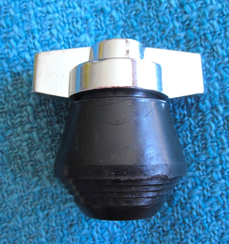 Bass Drum Leg Spur Wing Nut & Rubber Foot - NOS image 1