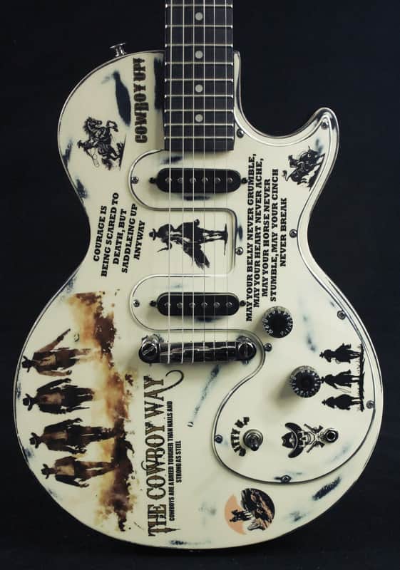 Custom Painted and Upgraded Epiphone Les Paul SL - Aged and Worn With Graphics image 1