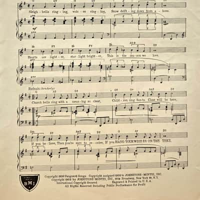 (USED/VINTAGE Sheet Music) Hang Your Wishes on the Tree - Piano/Vocal/Chord Names image 2