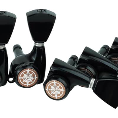 Guitar Locking Tuners (3L + 3R Handed) – 1:21 Lock String Sealed Tuning Key Pegs Machine Heads with Keystone Knob Replacement for Style Electric or Acoustic Guitars – Black image 4
