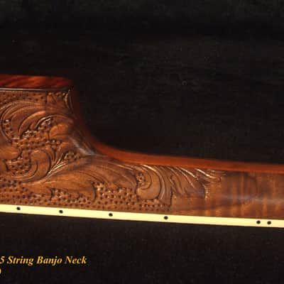 Handcrafted 5 String Banjo Neck, Solid Walnut & Mahogany DRAGON Inlay, Heel Carved, Bruce Wei BN-2020 image 3