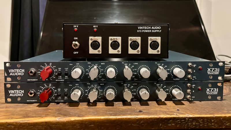 Vintech Audio X73i Mic Pre EQ Pair with PSU 2010s - Blue image 1