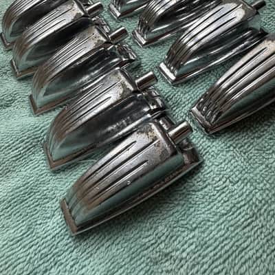 Ludwig Lot of 10 Vintage WFL Large Classic Bass Drum or Tom Lugs #002 50s 60s - Chrome image 4