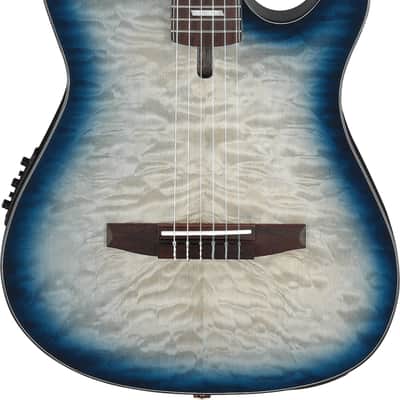 Ibanez FRH20QMN Thinline Acoustic-Electric Classical Guitar, Quilted Maple Top, Cosmic Blue Sunburst image 1