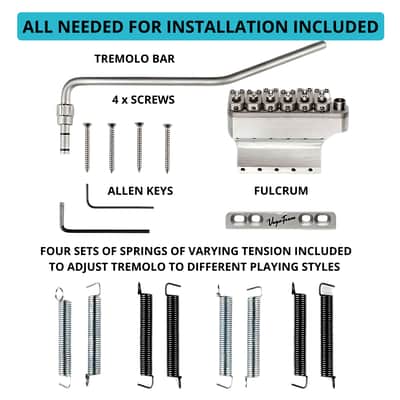 Vega-Trem VT1 Ultra-Trem Standard 6-Screw Stratocaster Guitar Tremolo Bridge For Strat No Mods Easy Installation (Satin, Right) image 3
