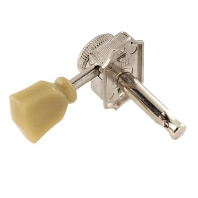 Vintage Style 3L3R Guitar Locking Tuners String Tuning Pegs Keys Machine Heads Set for Les Paul Style Electric or Acoustic Guitar, Nickel with Green Keystone Button image 6