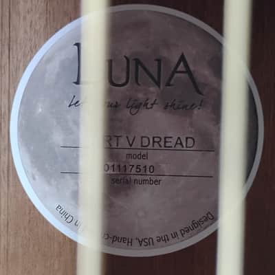 Luna Art Vintage Style Dreadnought Full Size Acoustic Solid Top Guitar - B Stock image 8
