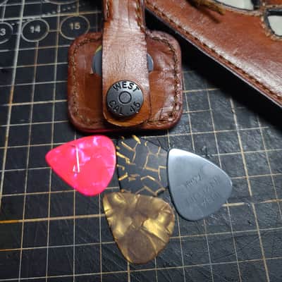 The PickTag™ Handcrafted Full-Grain Leather Guitar Pick Holder image 4