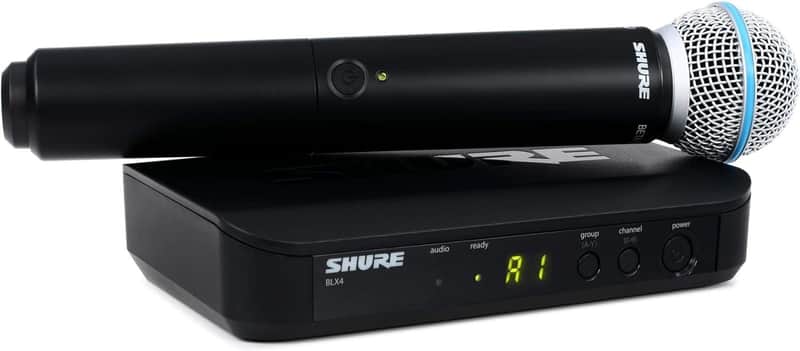 Shure BLX24/B58 UHF Wireless Microphone System - Perfect for Church, Karaoke, Vocals - 14-Hour Battery Life, 300 ft Range | Includes BETA 58A Handheld Vocal Mic, Single Channel Receiver | H10 Band image 1