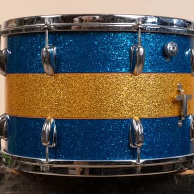 1970s Slingerland 12x15 Blue and Gold Tri Band Tom image 8