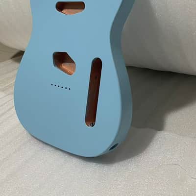 1 blue nitrocellulose lacquer alder wood Electric guitar body Matte finish tele body image 3