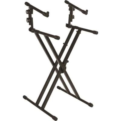 QUIK LOK - QL642 Heavy-Duty 2-Tier X Keyboard Stand - Double-Braced Steel Performance Frame with Fully Adjustable Second Tier Height, Tilt, Angle, and Depth, Black image 1