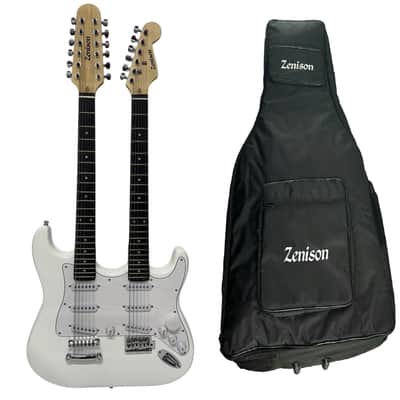Zenison DOUBLE NECK Electric Guitar WHITE - 12 & 6 String Deluxe PADDED Gig Bag image 1