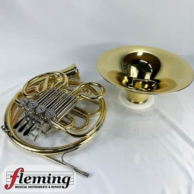 Yamaha YHR-671D Professional Double French Horn with Detachable Bell - Lacquered Brass image 3