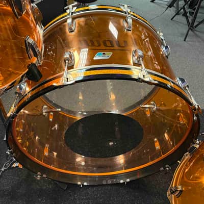Vintage Ludwig Amber Vistalite 4-Piece Zep Bonham 14/16/18/26 Drum Kit Set image 8