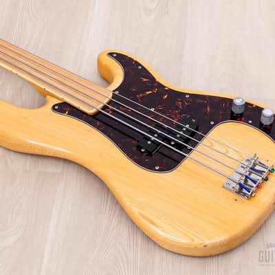 1970s Fernandes Burny Bass FPB-70FL Fretless Maple Board Vintage P Bass, 1 1/2" Nut, Japan image 9