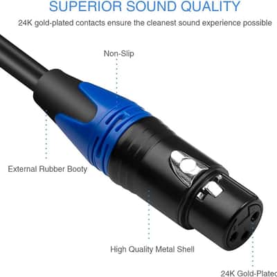 Dual Female XLR to Dual RCA Cable, Heavy Duty 2-XLR Female to 2 RCA/Phone Plug Male HiFi Stereo Audio Connection Microphone Cable Interconnect Lead Wire - 10 Feet /3 Meters image 2