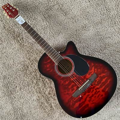 38 Inch Red Burst Acoustic Guitar, Plywood Top Body, Mahogany Neck image 2