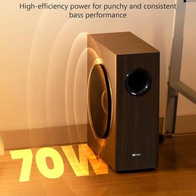 Edifier T5s Powered Subwoofer, 70W RMS, 8" Woofer, 35Hz Deep Bass, Brown image 4