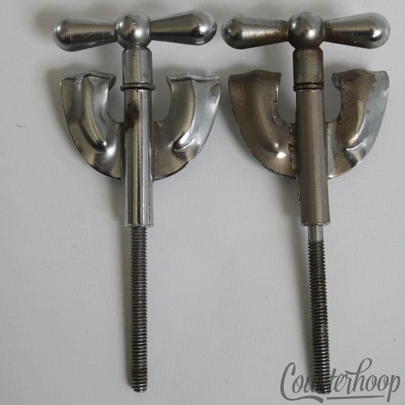 *Rogers 2x Bow-Tie Bass Drum Tension T-Rods 3 3/4" Chrome 60s Holiday Cleveland* image 1