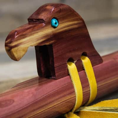 Hawk Cedar Native American Style Flute w/ Eagle Totem image 4