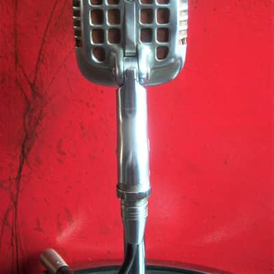 Vintage 1940's Shure 737A crystal microphone Satin Chrome w cable and data sheet image 8