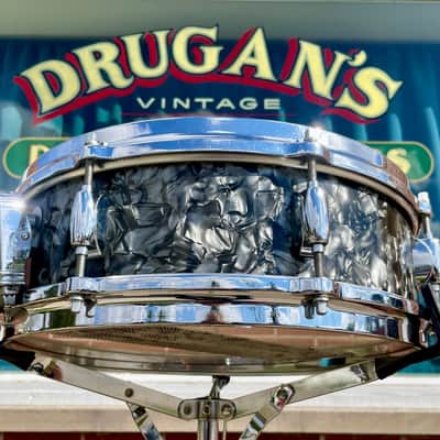 1960s Gretsch 4x14 Progressive Jazz X4175 Snare Drum Black Diamond Pearl image 5