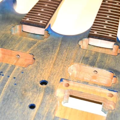 Ibenez Style Double Neck Guitar Blue Burst image 1