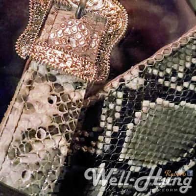 Well-Hung "Snake Charmer" 3" Leather padded floater strap, Graphite Python Extra Long image 6