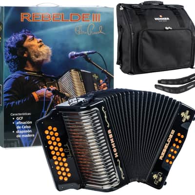 Hohner Rebelde III Black GCF Button Accordion Celso Piña Limited Edition Signature Series Collection +GigBag & Straps | Authorized Dealer image 1