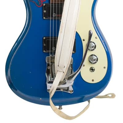 1966 Mosrite Ventures Mark V Guitar Pacific Blue w/Original White Leather Strap #B1039 image 7