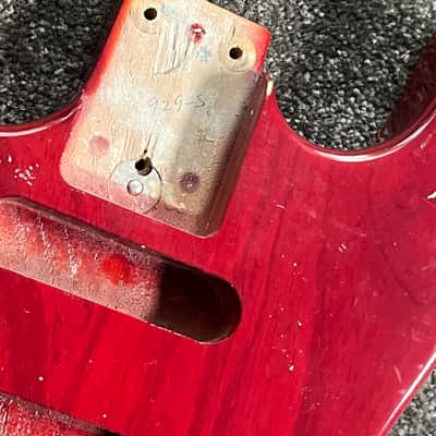 1988 G&L Fullerton Skyhawk guitar Body LEFT HANDED Alder Transparent Red image 4