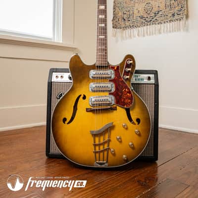 Harmony H-75 Hollowbody Electric Guitar in Vintage Burst - 1963 image 9