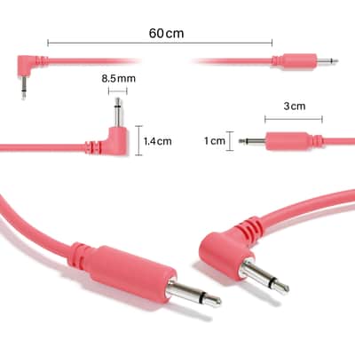 ExcelValley [Peach | 15 cm - 5.91"] 5-Pack Hybrid Mono Modular Patch Cables TS 3.5mm 1/8" Eurorack Synth Synthesizer image 2