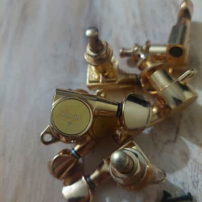 Gotoh 6 in Line Gold MIJ Jpaanese Made Ibanez Style Tuners w/ Mounting hardware image 4