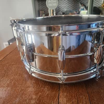 Ludwig LM411 Super-Sensitive (changed over to P85)6.5x14" 10-Lug Aluminum Snare Drum 1980's- Chrome-Plated image 6