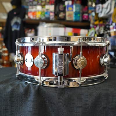DW USA Collectors Exotic Series 5.5x14" Super Solid 1PC. Maple Snare Drum - Tobacco Burst Lacquer image 4