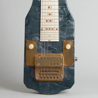 Bronson Singing Electric Lap Steel Electric Guitar, made by Valco (1952), ser. #X-14994, original brown hard shell case. image 3