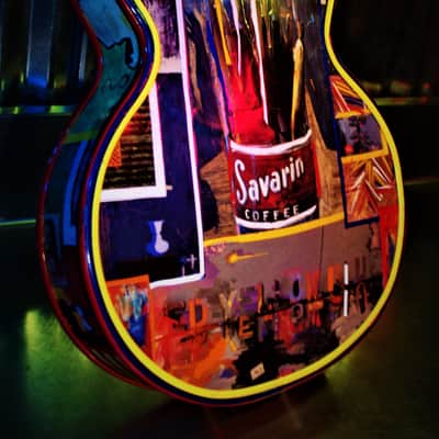 El Daga Jasper Johns "Flag Island" 2019 - Collage Dada Art Guitar. Only one. image 23