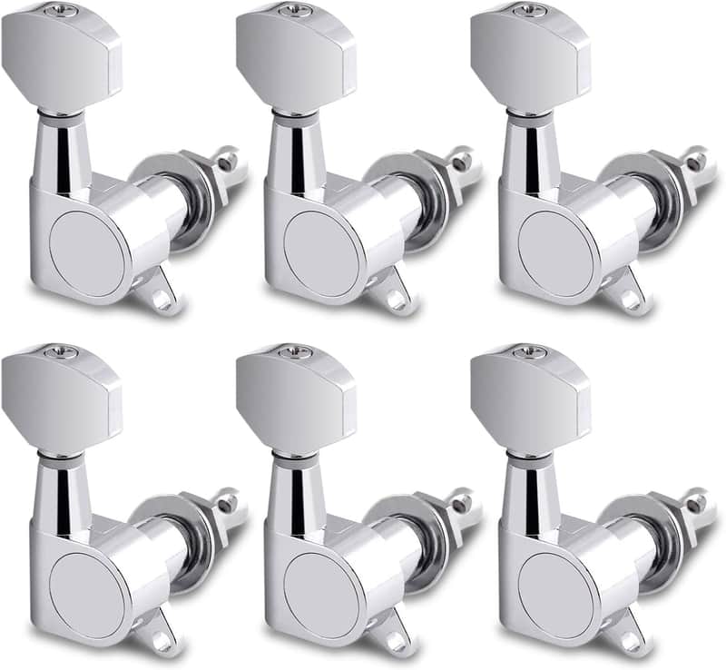 Sealed String Tuning Pegs Tuning Machines Grover Machine Heads Tuners Tuning Keys 6 In Line for Right Handed Acoustic Guitar or Electric Guitar Chrome. image 1