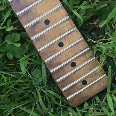 Lefty Musikraft Custom 50s V Profile Relic Tele Guitar Neck Amber Bone Nut Maple image 4