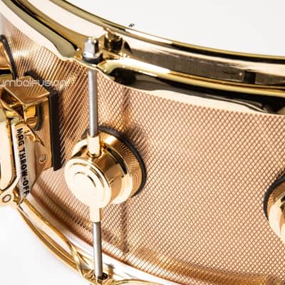 DW Knurled Bronze 6.5x14 Snare Drum w/Gold HW image 6