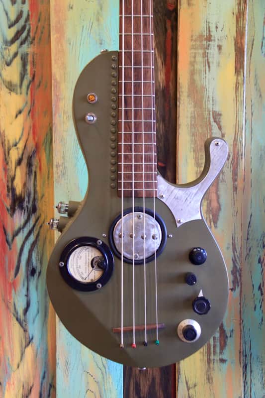 DJUDD CUSTOM Army Steampunk Electric Bass guitar 2016 Army Green image 1