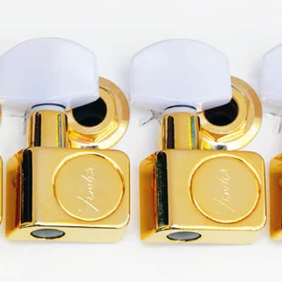 Genuine Fender DELUXE Strat/Tele Gold Tuners Pearloid Buttons Tuning Machines