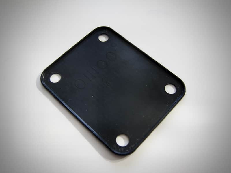 Fender Neck Plate Gasket Black Plastic Four Bolt Authentic Vintage Part Circa 1974-1981 Black Plastic image 1