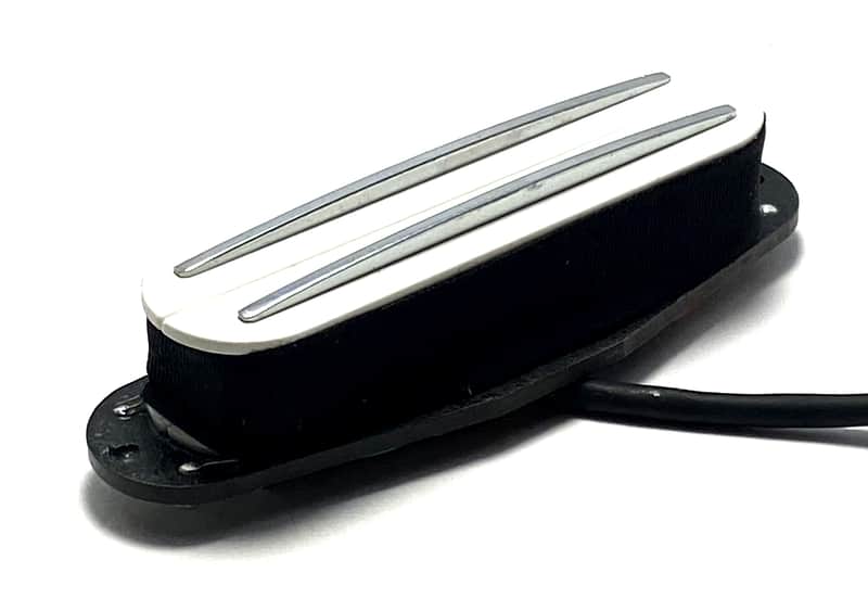 AlNiCo 5 Rail Strat Sized Humbucker, 1 Qty Position Interchangeable Dragonfire AR5 4-Wire Humbucking Pickup ~ White with Chrome Rails image 1