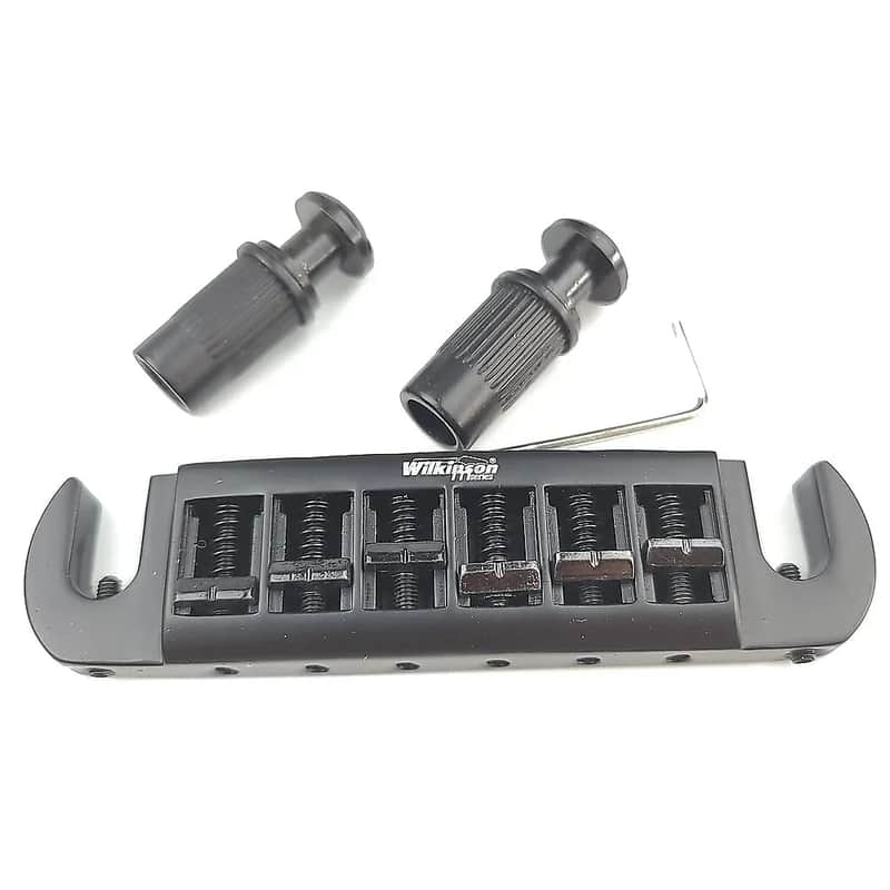 Wilkinson Wraparound Tune-O-Matic Bridge Tailpiece Stopbar in Black image 1