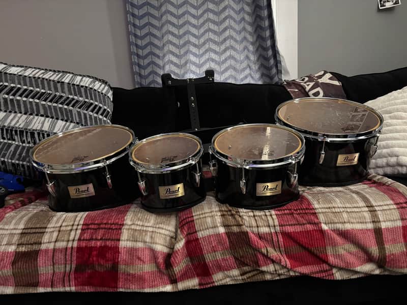 Pearl CMT8023N/C46 Competitor 8 / 10 / 12 / 13" Quad Marching Tenor Set 2010s - Midnight Black image 1